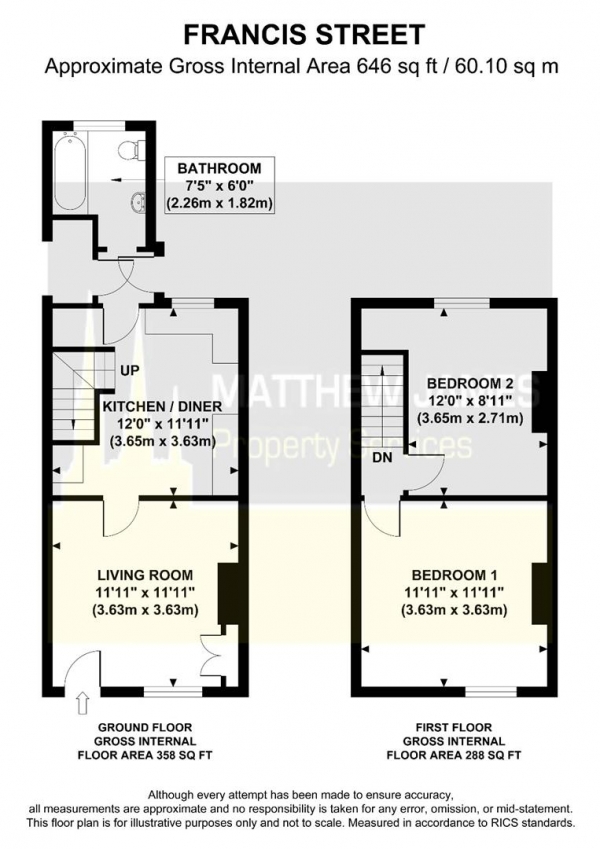 Floor Plan Image for 2 Bedroom Terraced House for Sale in Francis Street, Foleshill, Coventry  ** VACANT **