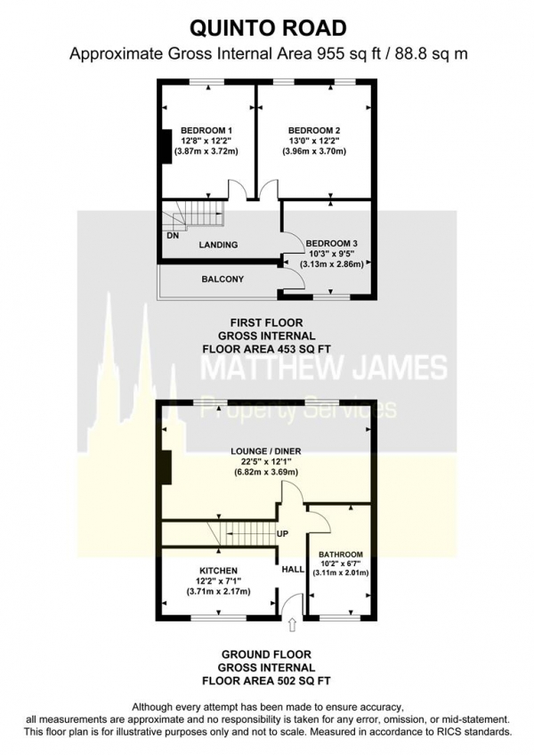 Floor Plan Image for 3 Bedroom Duplex for Sale in Quinton Parade, Cheylesmore, Coventry