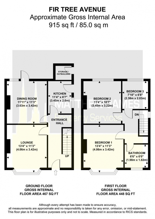 Floor Plan Image for 3 Bedroom Semi-Detached House for Sale in Fir Tree Avenue, Tile Hill, Coventry **Large Corner Plot**