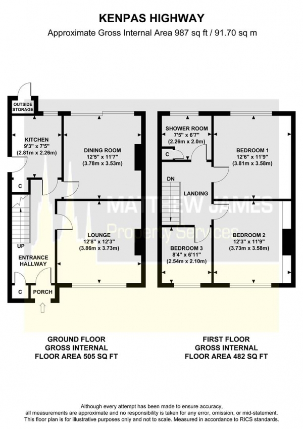 Floor Plan Image for 3 Bedroom Semi-Detached House for Sale in Kenpas Highway, Coventry ** No Chain**