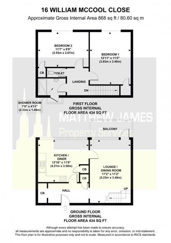 Floor Plan Image for 2 Bedroom Duplex for Sale in William Mccool Close, Binley, Coventry * Vacant possession*