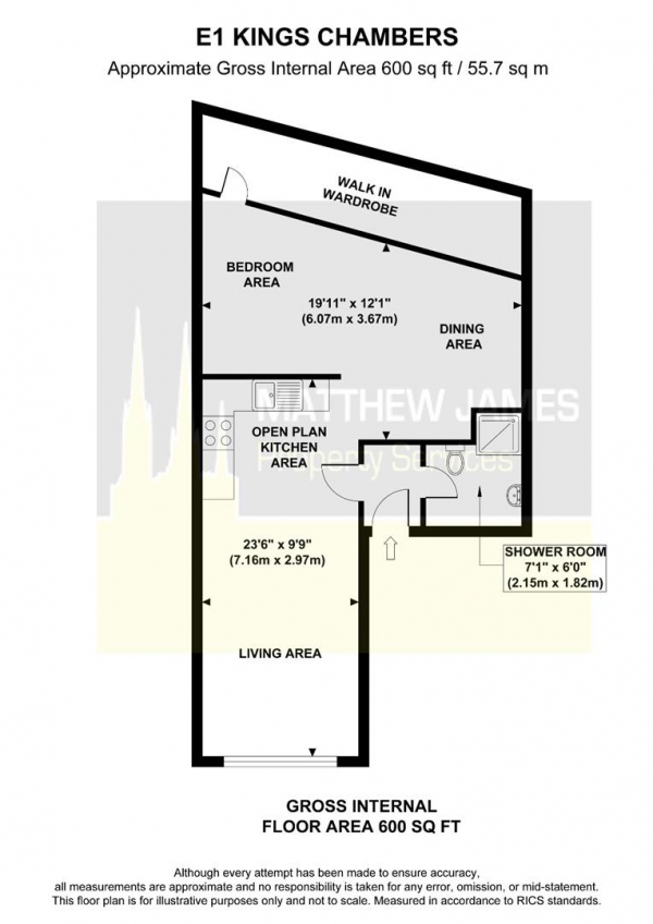 Floor Plan Image for 1 Bedroom Apartment for Sale in Kings Chambers, Queens Road, Coventry * GROUND FLOOR *