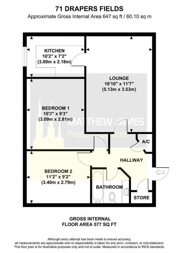 Floor Plan Image for 2 Bedroom Apartment for Sale in Drapers Fields, Coventry  ** WILL BE SOLD VACANT **