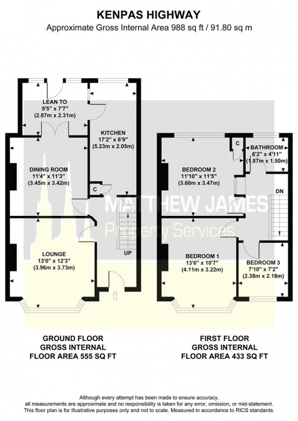 Floor Plan Image for 3 Bedroom Terraced House for Sale in Kenpas Highway, Finham, Coventry