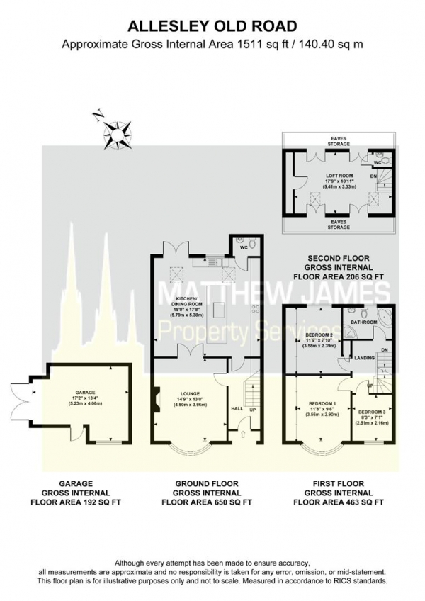 Floor Plan Image for 3 Bedroom End of Terrace House for Sale in Allesley Old Road, Coventry  ** EXTENDED & LOFT ROOM **