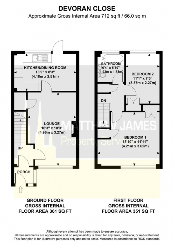 Floor Plan Image for 2 Bedroom Terraced House for Sale in Devoran Close, Exhall, Coventry  ** VACANT & NO UPWARD CHAIN **