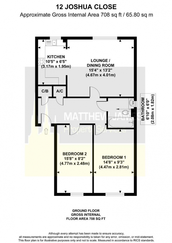 Floor Plan Image for 2 Bedroom Flat for Sale in Joshua Close, Coventry  **VACANT & NO UPWARD CHAIN**