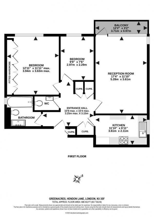 Floor Plan Image for 2 Bedroom Apartment for Sale in Greenacres, Hendon Lane, Finchley, N3