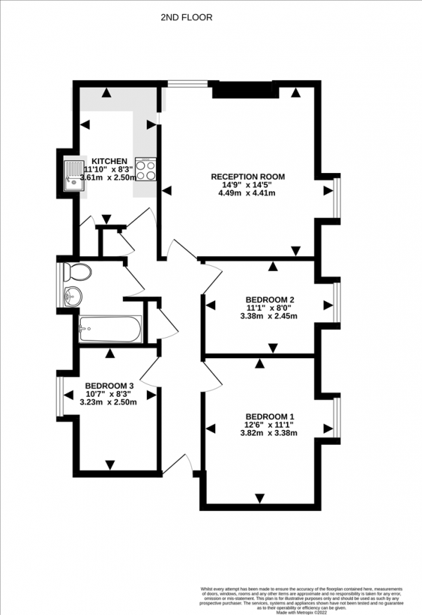 Floor Plan for 3 Bedroom Apartment to Rent in Lodge Road, Hendon, London, NW4, NW4, 4DG - £531 pw | £2300 pcm