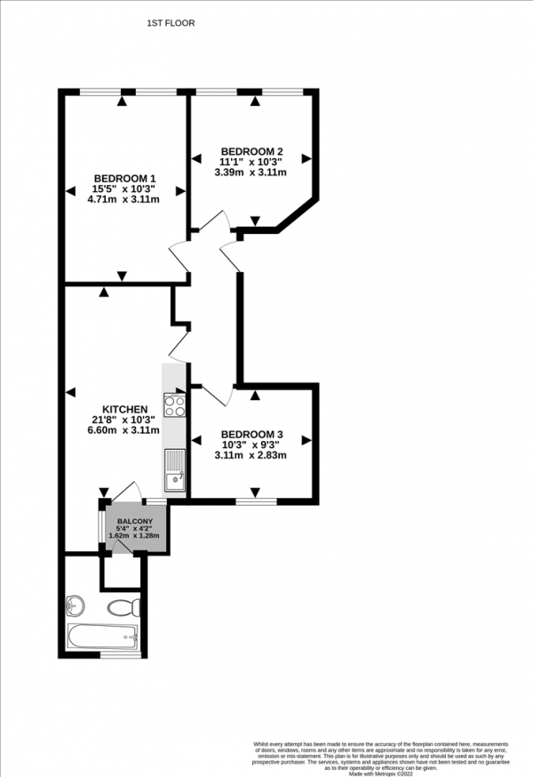 Floor Plan Image for 3 Bedroom Apartment to Rent in Finchley Lane, Hendon, London, NW4