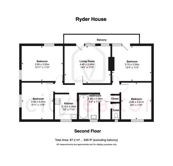 Floor Plan Image for 4 Bedroom Flat for Sale in Ryder House, London