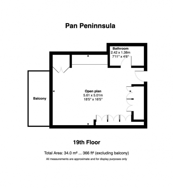 Floor Plan Image for 1 Bedroom Studio for Sale in Pan Peninsula Square, London