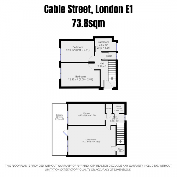 Floor Plan Image for 2 Bedroom Flat for Sale in Cable Street, London