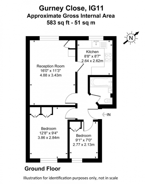 Floor Plan Image for 2 Bedroom Flat for Sale in Gurney Close, Barking