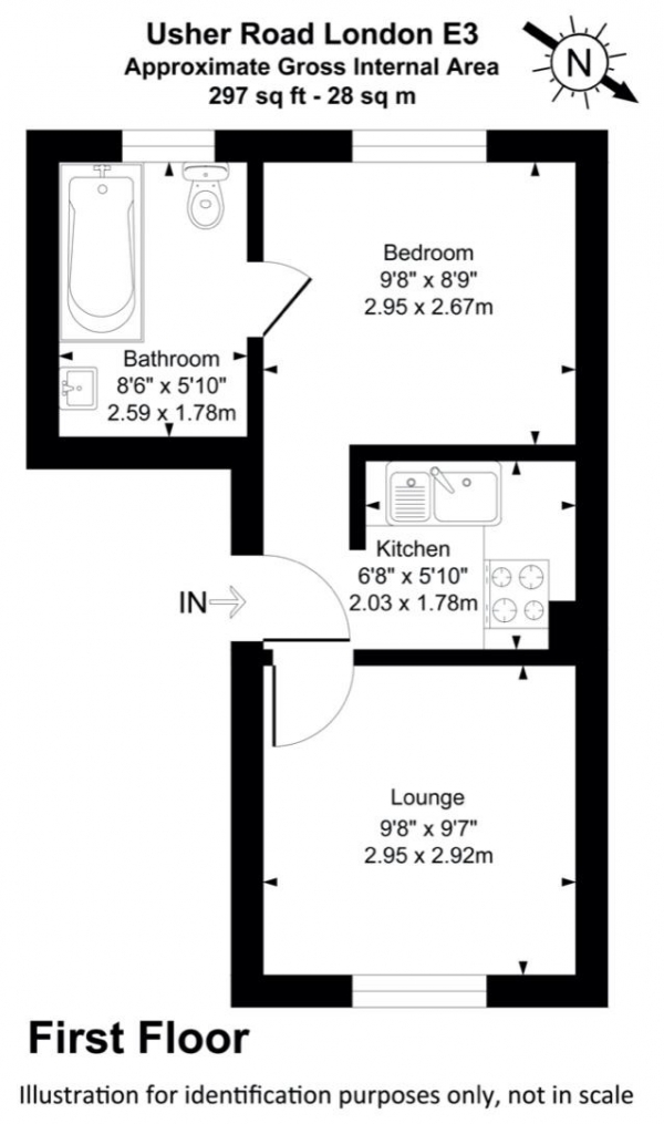 Floor Plan Image for 1 Bedroom Flat for Sale in Usher Road, London