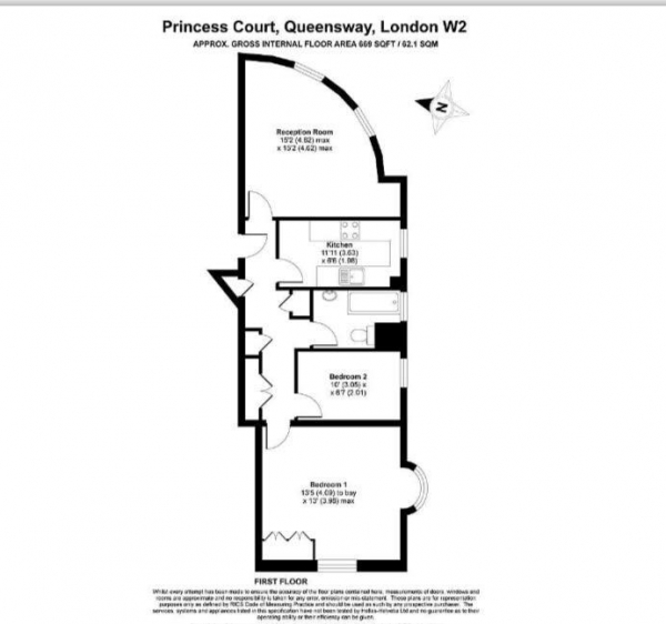 Floor Plan Image for 2 Bedroom Flat for Sale in Princess Court, Queensway, London