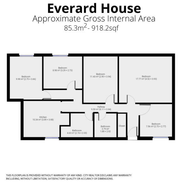 Floor Plan for 5 Bedroom Flat to Rent in Boyd Street, London, E1, 1LY - £1038 pw | £4500 pcm