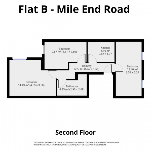 Floor Plan Image for 3 Bedroom Flat to Rent in Mile End Road, London