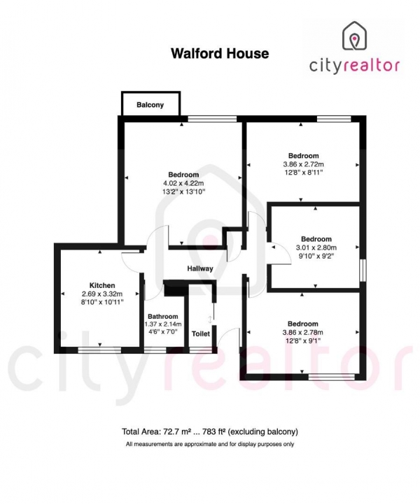 Floor Plan for 3 Bedroom Flat to Rent in Walford House, Cannon Street Road, London, E1, 1QL - £623 pw | £2700 pcm