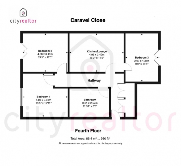 Floor Plan for 3 Bedroom Flat to Rent in Caravel Close, London, E14, 8PD - £623 pw | £2700 pcm