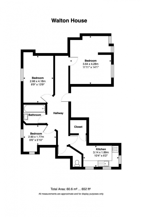 Floor Plan for 3 Bedroom Flat to Rent in Montclare Street, London, E2, 7ET - £623 pw | £2700 pcm