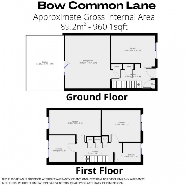 Floor Plan Image for 4 Bedroom Property to Rent in Bow Common Lane, London