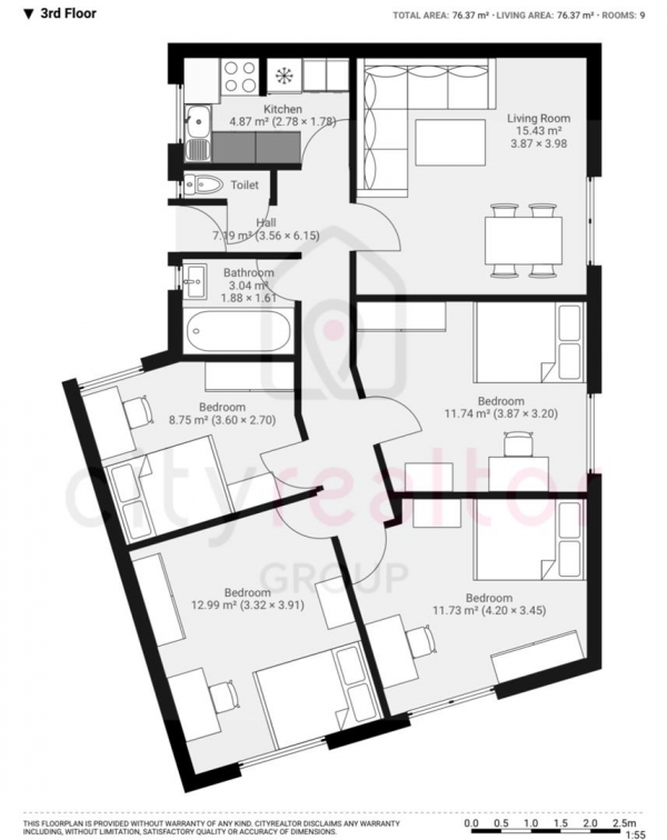 Floor Plan Image for 4 Bedroom Property to Rent in Darling Row, London