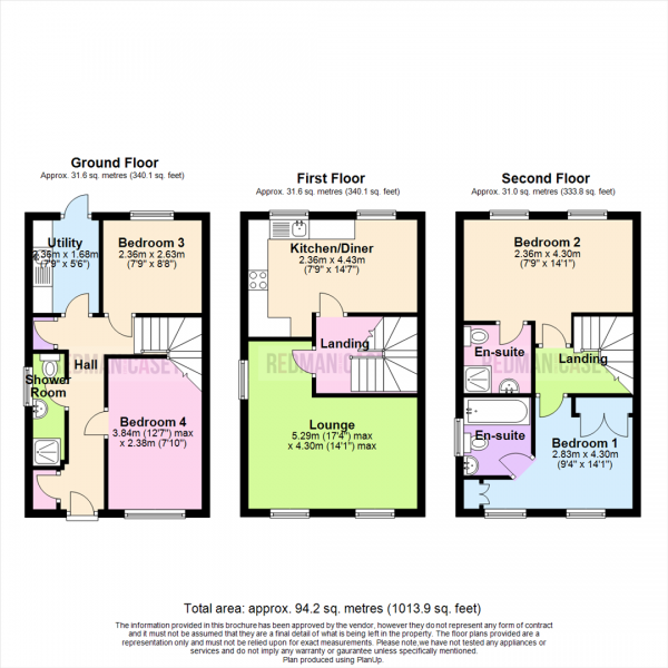 Floor Plan Image for 4 Bedroom Town House for Sale in Hazel Pear Close, Horwich, Bolton