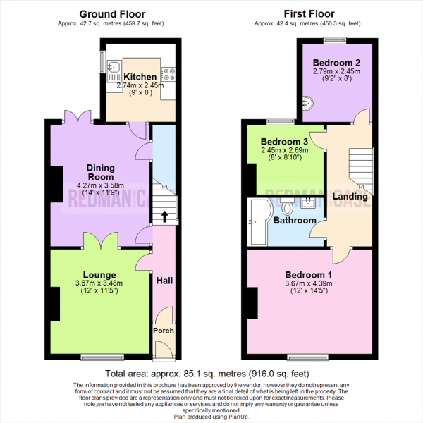 Floor Plan Image for 3 Bedroom Terraced House for Sale in Oxford Road, Lostock