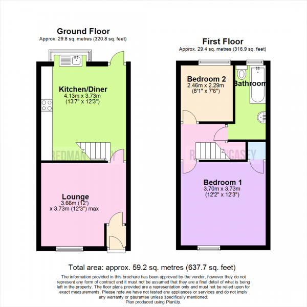 Floor Plan Image for 2 Bedroom Terraced House for Sale in Lincoln Road, Heaton, Bolton