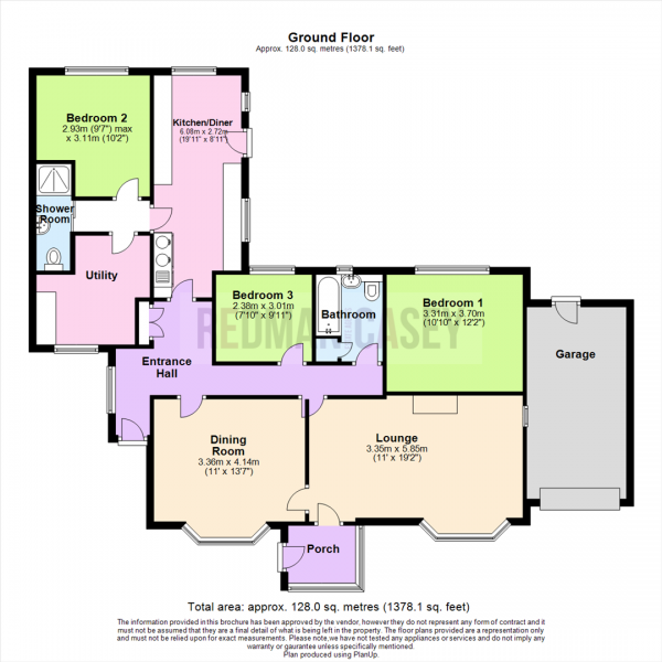 Floor Plan for 3 Bedroom Detached Bungalow for Sale in Georges Lane, Horwich, Bolton, BL6, 6RT -  &pound375,000