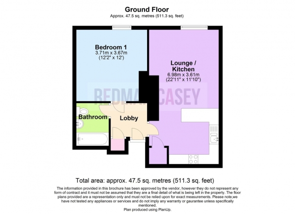 Floor Plan for 1 Bedroom Flat for Sale in Mortimer House, Chorley New Road, Horwich, Bolton, BL6, 5QE - OIRO &pound54,950