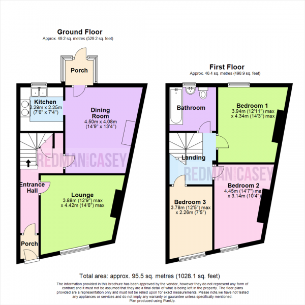 Floor Plan for 3 Bedroom Terraced House for Sale in Eden Street, Astley Bridge, Bolton, BL1, 6NU - OIRO &pound122,995