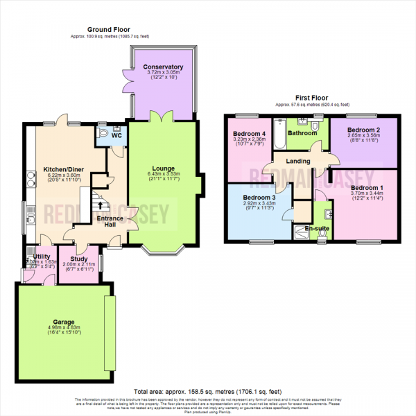 Floor Plan for 4 Bedroom Detached House for Sale in Sandyway Close, Westhoughton, Bolton, BL5, 3LW - OIRO &pound350,000