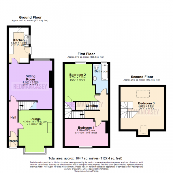 Floor Plan for 3 Bedroom Terraced House for Sale in Devonshire Road, Heaton, Bolton, BL1, 5LB - OIRO &pound129,995