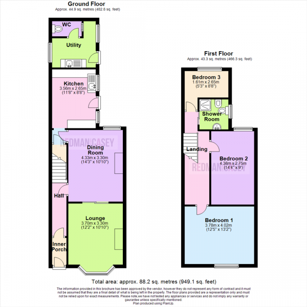 Floor Plan for 3 Bedroom Terraced House for Sale in Melbourne Grove, Horwich, Bolton, BL6, 5LZ - OIRO &pound120,000