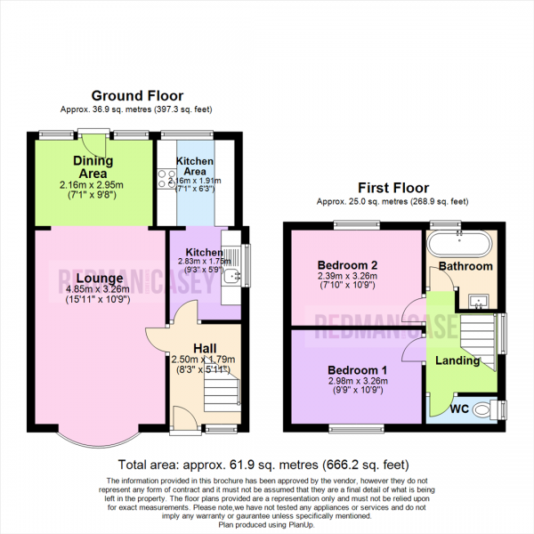 Floor Plan for 2 Bedroom Semi-Detached House for Sale in Longworth Road, Horwich, Bolton, BL6, 7BL - OIRO &pound155,000