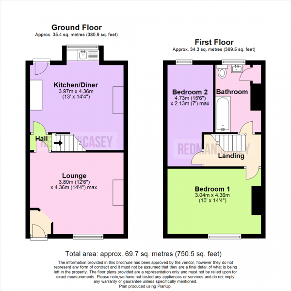 Floor Plan for 2 Bedroom Terraced House for Sale in Tomlinson Street, Horwich, Bolton, BL6, 5QR - OIRO &pound79,995