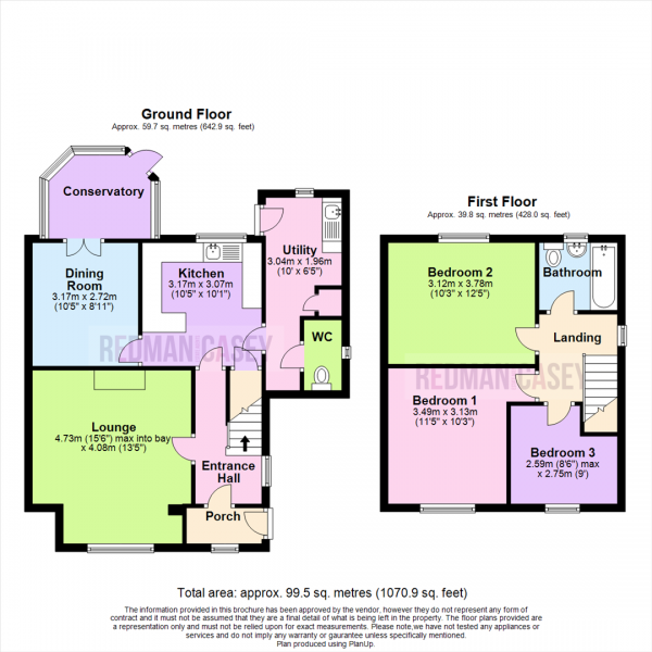 Floor Plan Image for 3 Bedroom Property for Sale in Stocks Park Drive, Horwich, Bolton