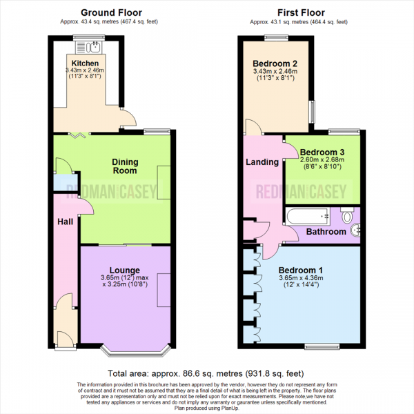 Floor Plan Image for 3 Bedroom Terraced House for Sale in Crown Lane, Horwich, Bolton