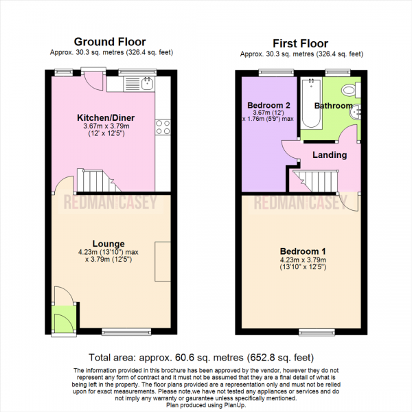 Floor Plan Image for 2 Bedroom Terraced House for Sale in Queensgate, Heaton, Bolton