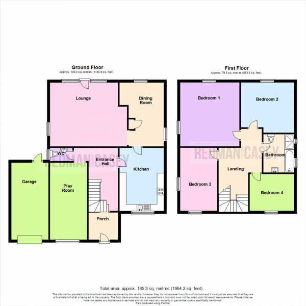 Floor Plan for 4 Bedroom Property for Sale in Ivy Bank Close, Sharples, Bolton, BL1, 7EF - Offers Over &pound325,000