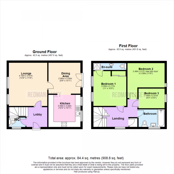 Floor Plan for 3 Bedroom Town House for Sale in Howarth Court, Horwich, Bolton, BL6, 6TS -  &pound250,000