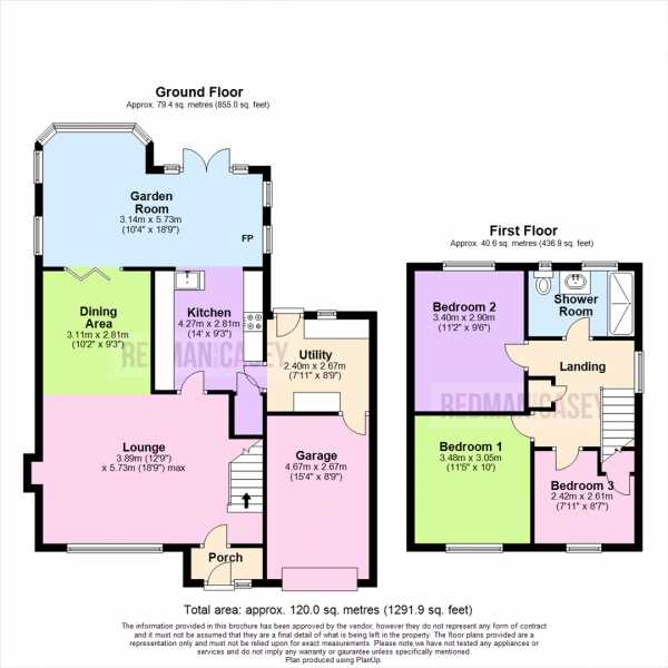 Floor Plan for 3 Bedroom Detached House for Sale in Pendennis Avenue, Lostock, Bolton, BL6, 4RS - OIRO &pound325,000