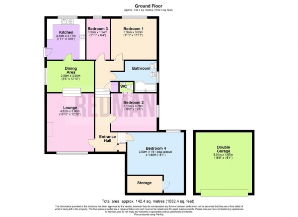 Floor Plan for 4 Bedroom Detached House for Sale in Pendennis Avenue, Lostock, Bolton, BL6, 4RS - Offers Over &pound315,000