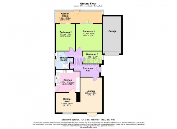 Floor Plan Image for 3 Bedroom Bungalow for Sale in Moorfield, Edgworth, Bolton