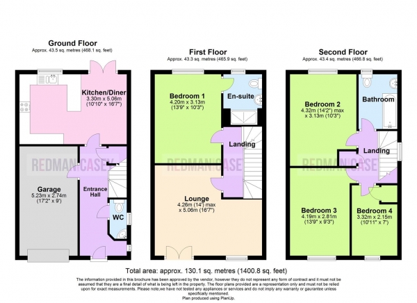 Floor Plan Image for 4 Bedroom Town House for Sale in Clevelands Drive, Heaton, Bolton