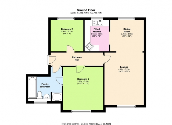 Floor Plan Image for 2 Bedroom Apartment for Sale in Angelbank, Horwich, Bolton