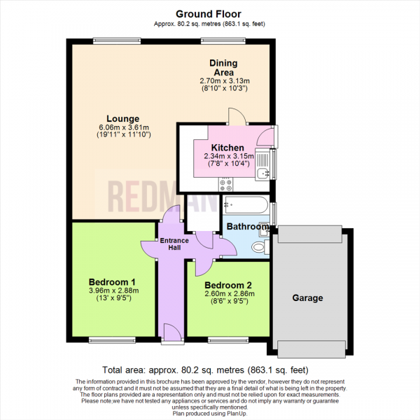 Floor Plan Image for 2 Bedroom Semi-Detached Bungalow for Sale in Heathfield Drive, Morris Green, Bolton