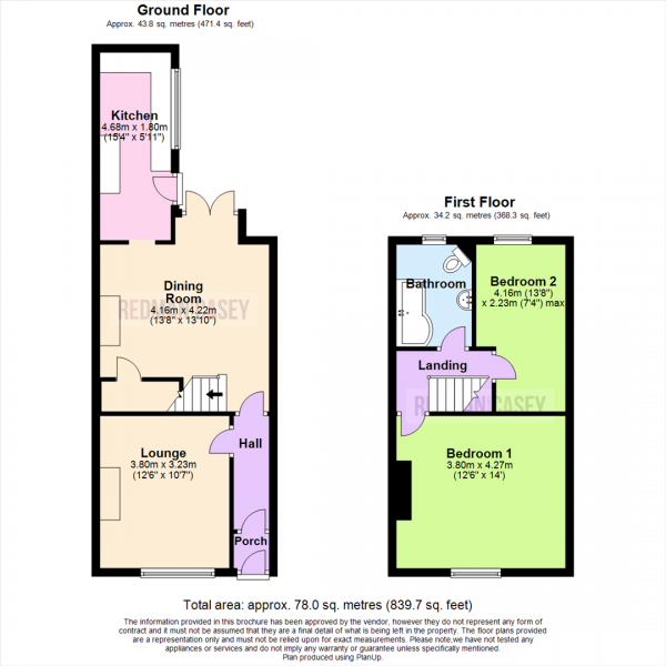 Floor Plan for 2 Bedroom Terraced House for Sale in Knowsley Grove, Horwich, Bolton, BL6, 6EZ -  &pound119,995